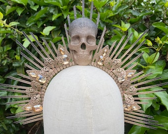 Halo Crown - Sunburst Crown - Embellished Customizable - Skull - Day of the Dead