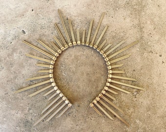 Corona Halo, Corona de rayos de sol, Halo dorado, Tocado Halo, Halo de la diosa del sol, Corona de la diosa del sol, Diadema Halo dorada, Corona Halo con púas, Corona con púas