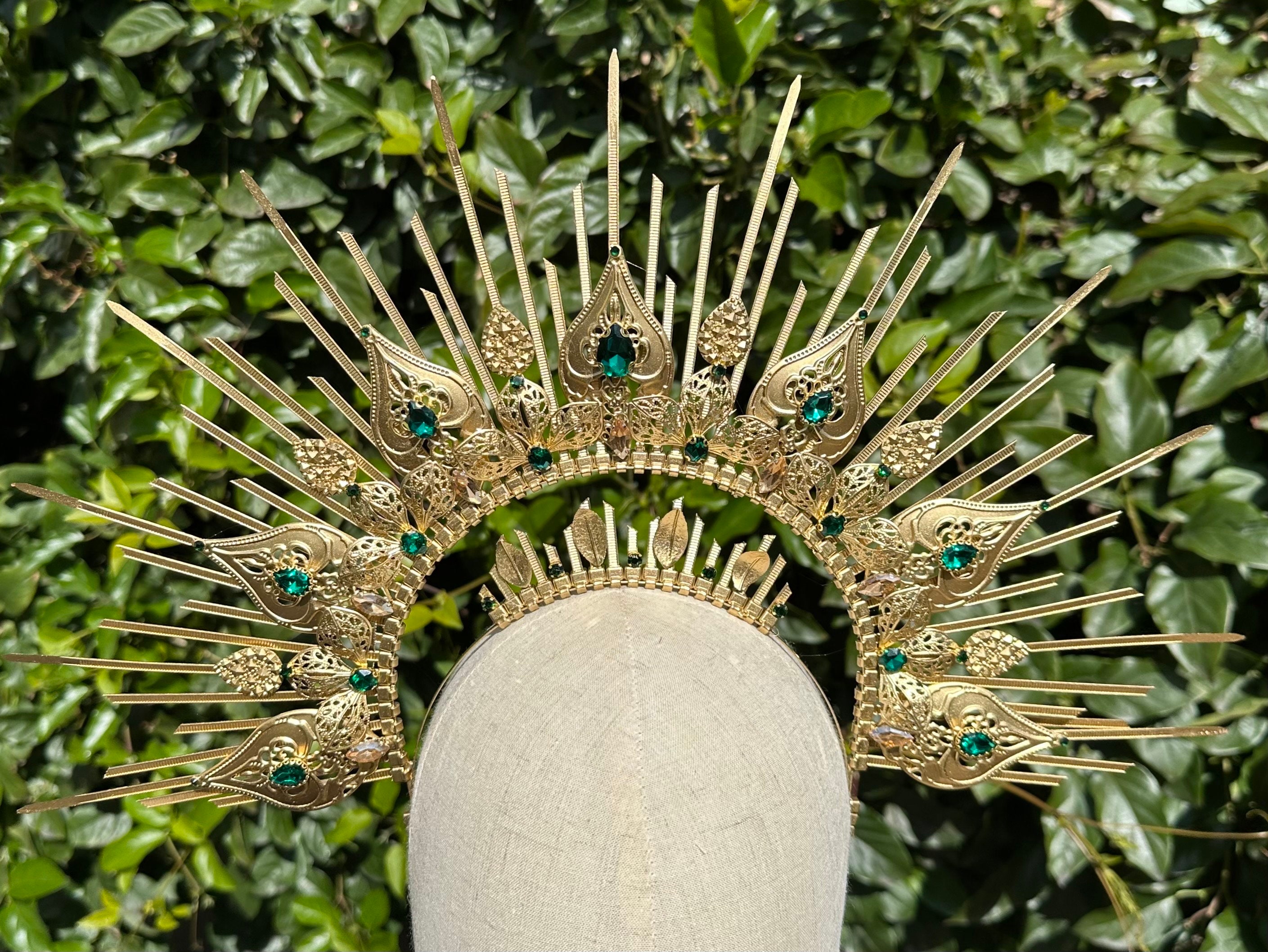Halo Crown, Sunburst Crown, Embellished Customizable, Gold Halo, Halo Headpiece Sunburst Halo Crown, Gold Embellished Halo Crown, Sun  main image 2