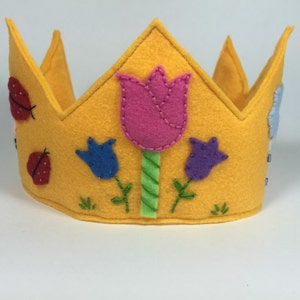 Spring Themed Girls Felt Crown, Birthday Crown