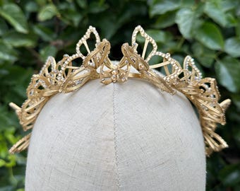 Glinda Wedding Butterfly Crown, Gold Butterfly Tiara