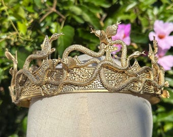 Medusa Halo Crown, Men’s Medusa Crown, Snake Crown, Gold Snake Halo Headpiece, Sun Goddess Crown, Egyptian Crown, Sun God, Snake Halo Crown