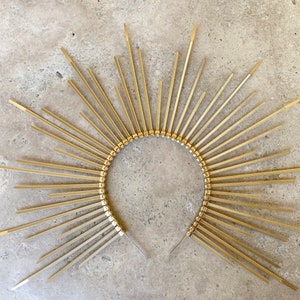 Halo-Krone, Sunburst-Krone, 5-Zoll-Gold-Halo-Krone, Halo-Kopfschmuck, Gold-Halo-Krone, Goldkrone, Festival-Krone, Sonnenkrone, Halo-Stirnband