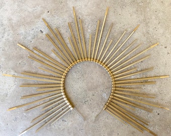 Halo Crown, Sunburst Crown, 5” Gold Halo Crown, Halo Headpiece, Gold Halo Crown, Gold Crown, Festival Crown, Sun Crown, Halo Headband