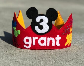 Mickey Mouse  Themed Felt Birthday Crown - Disney Birthday Crown - Smash Cake Crown