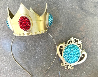 Princess Peach Crown - Super Mario - Princess Peach Cosplay - Peach Brooch- Super Mario Cosplay - Princess Peaches Crown Set - Peach Set