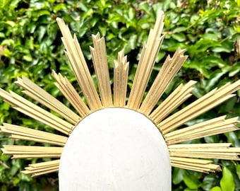 Halo Crown - Sunburst Crown - Customizable - Gold Halo Crown - Halo Headpiece - Gold Crown - Festival Crown - Sun Crown - Halo Headband