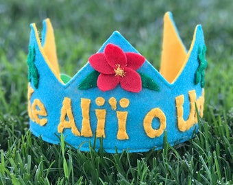 Hawaiian Personalized Felt Birthday Crown - Hawaiian Party - Hawaiian Crown - Hawaiian Birthday - Moana Birthday Crown - Moana Party - Moana
