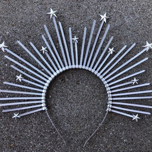 Silver Halo Crown, Silver Star Halo, Silver Sunburst Crown, Moon Goddess Halo,Bridal Crown, Silver Sunburst Crown, Sun Goddess Crown, Tiara