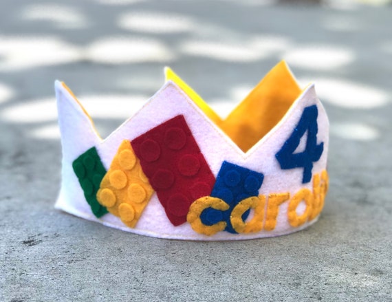 Personalized Lego Felt Birthday Crown - Lego Birthday - LEGO Birthday Crown - Building Bricks Birthday - Felt Crown - Lego Birthday Hat -