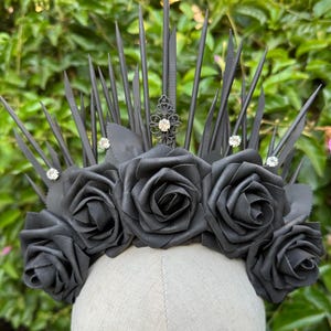 Black Halo Crown, Black Rose Halo, Gothic Halo Crown, Festival Halo, Sun Crown Halo Headband, Sunburst Halo Sun Headpiece, Gothic Headpiece