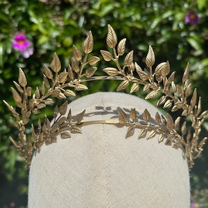 Bladgoud bruidskroon, Griekse lauwerkrans tiara, lauwerkrans, gouden krans kroon, bladgoud tiara, bruids lauwerkrans, Griekse krans kroon