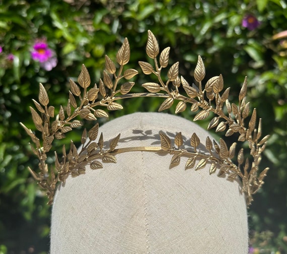 Gold Leaf Bridal Crown, Greek Laurel Wreath Tiara, Laurel Crown