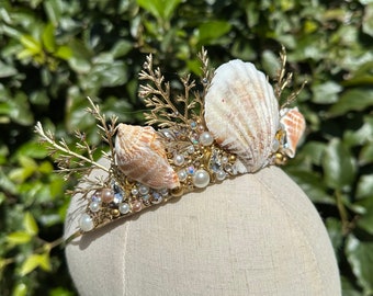 Mermaid Crown, Mermaid Tiara, Mermaid Headpiece, Mermaid Halo, Gold Halo, Mermaid Cosplay, Sea Goddess Crown, Sea Goddess Tiara, Seashell