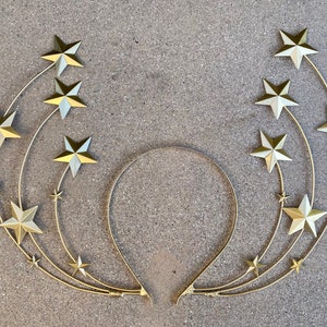 Corona con halo y estrella dorada, corona con rayos de sol, halo de estrellas, corona de estrellas, corona de novia, corona de la Gala Met, halo dorado, tocado con halo, corona de estrella de Hedy Lamarr