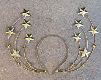 Gold Star Halo Crown, Sunburst Headpiece, Bridal Met Gala Style, Hedy Lamarr Crown, Hedy Lamarr Headpiece, Gold Star Headpiece, Star Halo