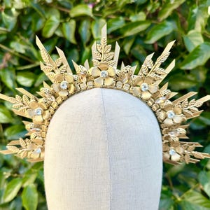 Halo Crown, Sunburst Crown, Embellished Metal and Rhinestone, Gold Halo, Sun Goddess Crown, Sunburst Halo, Halo Headpiece, Goddess Halo