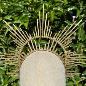 Sunburst Halo Crown, Gold Festival Headpiece, Goddess Crown, Gold Halo, Gold Crown, Halo Heapiece, Sun Crown, Halo Headband, Sun God