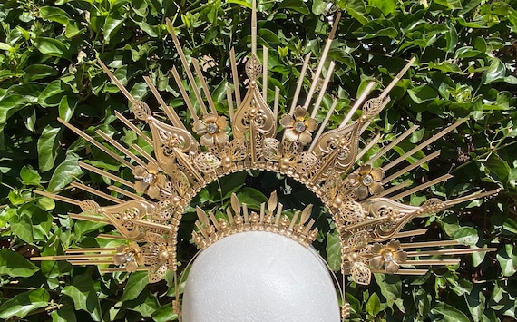 Halo Crown, Sunburst Crown, Embellished Customizable, Gold Halo, Halo Headpiece Halo Crown, Sunburst Crown, Gold Embellished Halo, Halo  main image 3