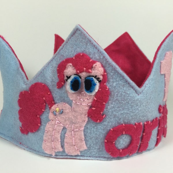 My Little Pony Themed Personalized Felt Birthday Crown -Pinkie Pie - Pony Birthday