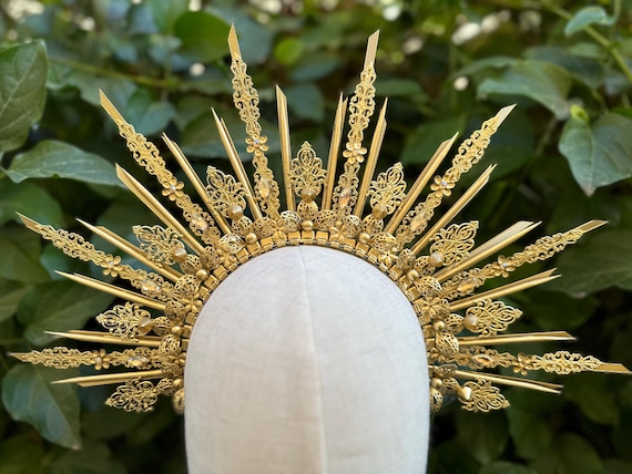 Halo Crown, Sunburst Crown, Gold Embellished Halo, Halo 