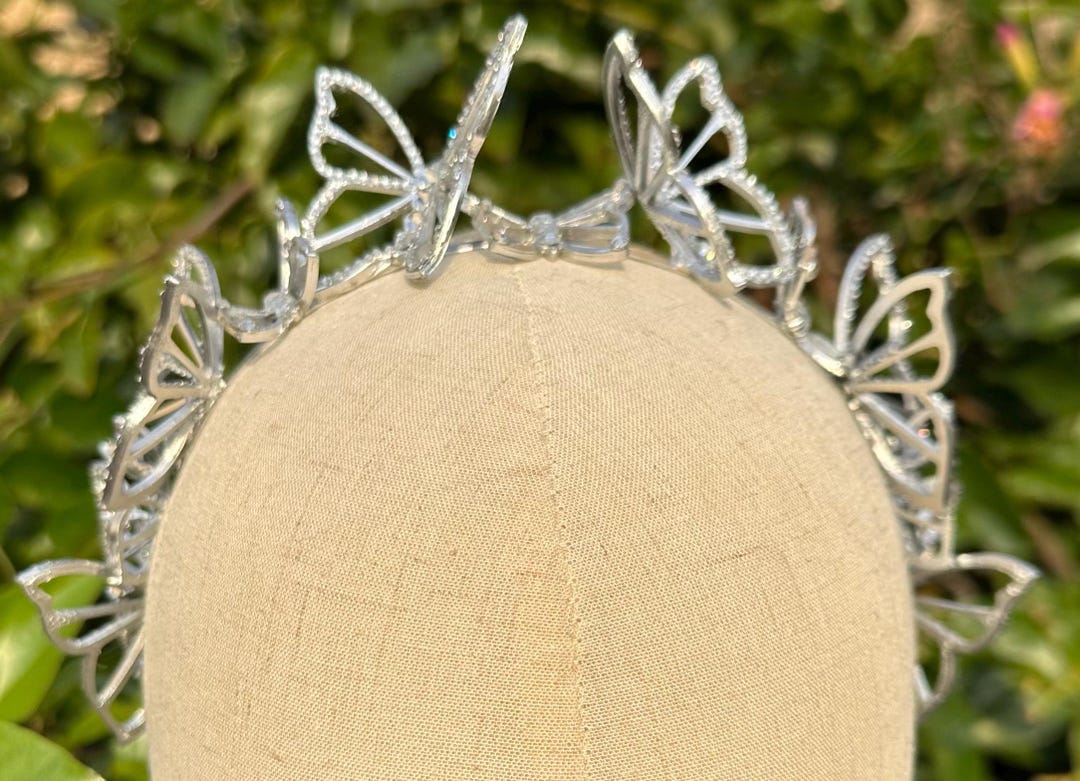 Glinda Wedding Butterfly Crown, Silver Butterfly Tiara, 3D Print ...