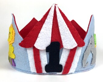 Circus Animals Felt Crown, Felt Birthday Crown