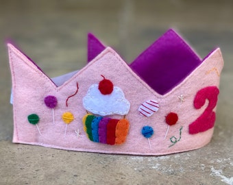 Personalized Felt Birthday Crown - Candy Themed Crown - Candy Birthday