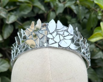 Silver Mirror Tiara, Mirror Crown, Festival Crown, Moon Goddess Tiara, Festival Tiara, Silver Halo, Gold Halo, Silver Headpiece, Halo Crown