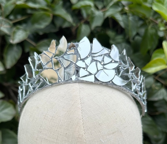 Goddess Mirror Glass Geometric Halo Disco Crown Headpiece Festival Headband Mardi Gras Costume, Mirror Glass Halo Headdress, Festival  main image 4