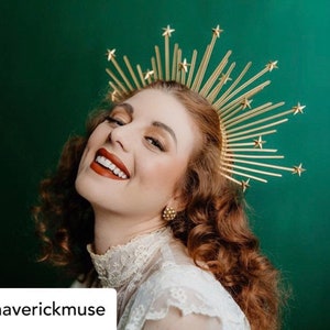 Halo Crown, Gold Star Halo, Sunburst Crown, Bridal Crown, Met Gala Crown, Gold Halo, Halo Headpiece, Gold Halo Crown, Sun Goddess Crown