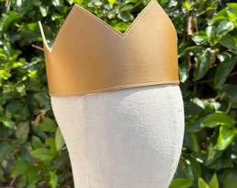 Vegan Leather Birthday Crown, Large Birthday Crown, Leather Crown, Adult Leather Crown, Gold Crown, Gold Leather Crown, King Crown, Vegan