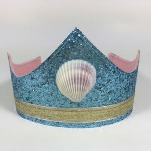 Mermaid Themed Felt and Glitter Birthday Crown - Mermaid Birthday - Mermaid Princess Birthday, Mermaid Crown, Mermaid Headpiece, Ariel Crown