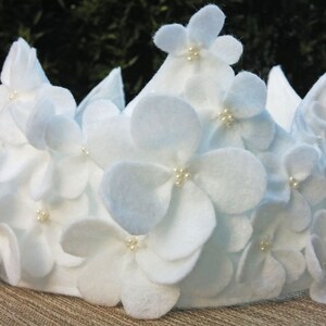 Felt Flower Birthday Crown in White