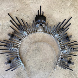 Halo Crown - Sunburst Crown - Embellished Customizable - Skull - Day of the Dead