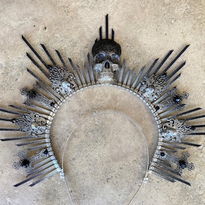 Halo Crown - Sunburst Crown - Embellished Customizable - Skull - Day of the Dead