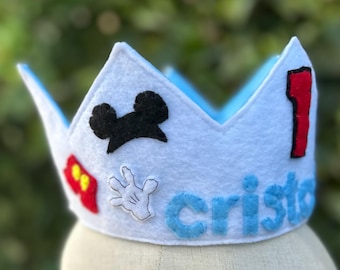 Mickey Mouse  Themed Felt Birthday Crown - Disney Birthday Crown- Mickey Mouse Birthday Crown - Mickey Mouse Party - Personalized Disney Hat