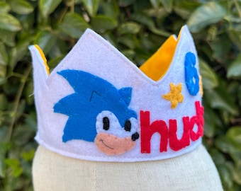 Sonic the Hedgehog -Felt Birthday Crown Sonic Birthday Crown Sonic and Tails Birthday - Sonic Party - Tails Sonic Party - Sonic and Shadow