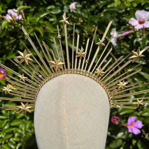 Halo Crown, Gold Star Halo, Sunburst Crown, Bridal Crown, Met Gala Crown, Gold Halo, Halo Headpiece, Gold Halo Crown, Sun Goddess Crown