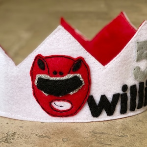 Corona de cumpleaños de fieltro temática power Ranger - Smash Cake Crown