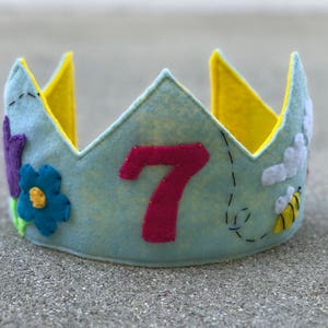 Nature Themed Girls Felt Crown - Birthday Crown - Spring Crown