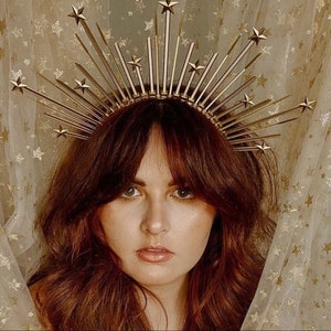 Halo de estrella - Corona de halo de estrella dorada - Corona con rayos de sol - Personalizable - Corona de novia - Corona de la Gala del Met - Halo dorado - Tocado con halo