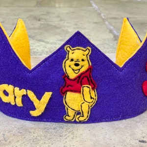 Winnie the Pooh Themed Felt Birthday Crown - Smash Cake Crown