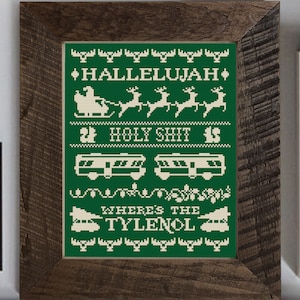 Christmas Vacation Sampler CROSS STITCH PATTERN pdf - 8&quot; x 10&quot; - Griswold Family, Beginner, easy, diy, fun, movie, instant download, gift