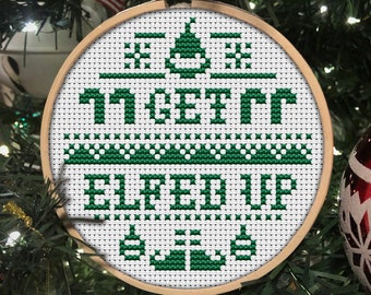 Get Elfed Up This Ornament knows how to party- CROSS STITCH PATTERN pdf - Fun, fast, easy, beginner, stash, funny, Sampler, ugly sweater,