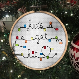 Let's Get Lit CROSS STITCH PATTERN pdf 4 Christmas ornament that celebrates the true spirit of the season fun, easy, quick image 4