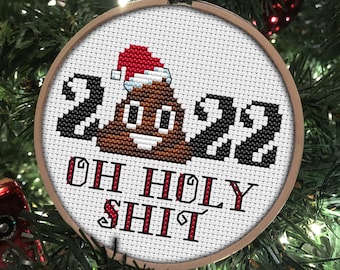Christmas 2022, Oh Holy Sh*t - Poop Emoji - CROSS STITCH PATTERN pdf - easy, fun, diy gift