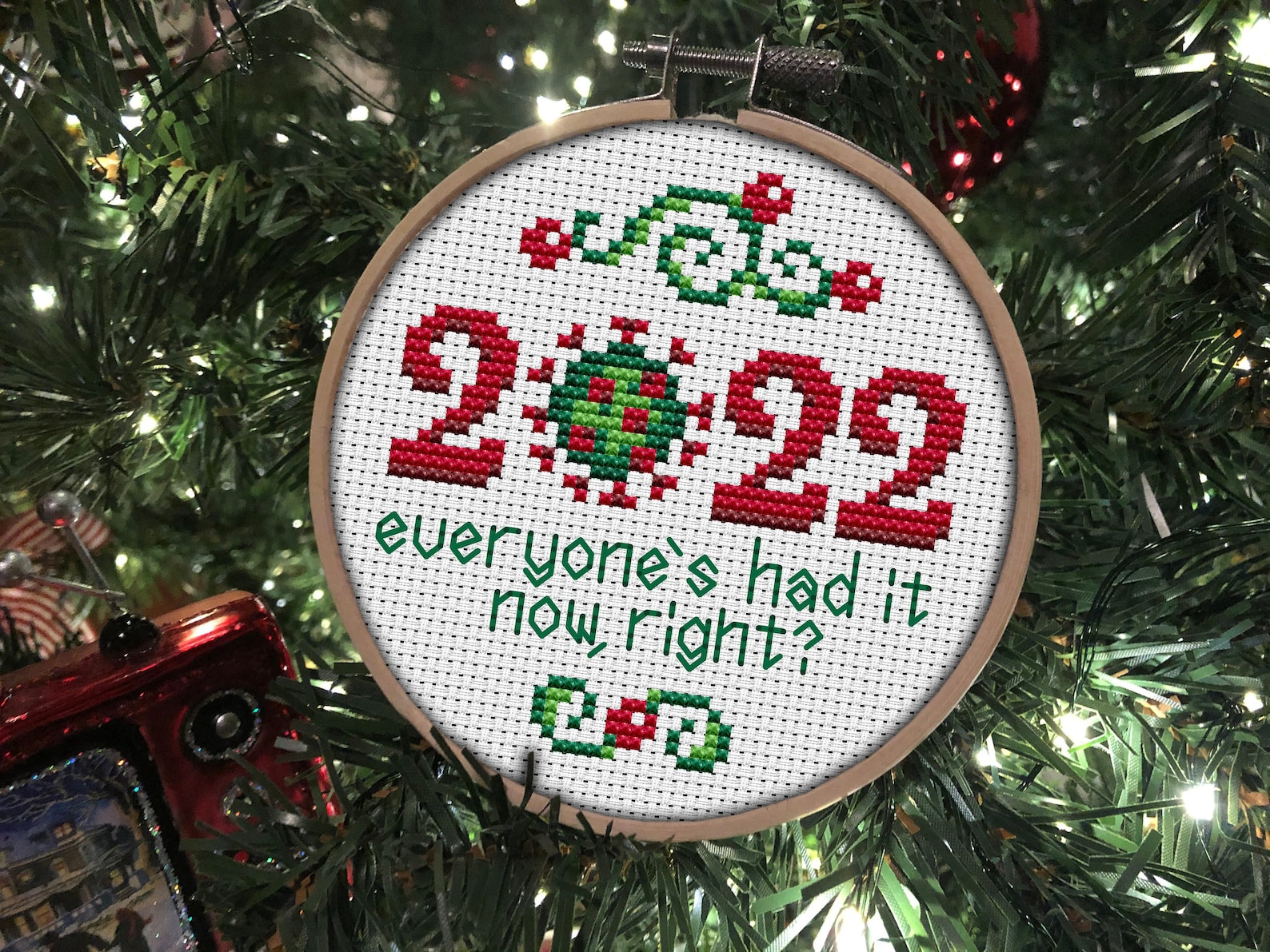Christmas 2022 Covid Ornament CROSS STITCH PATTERN Pdf Easy Etsy