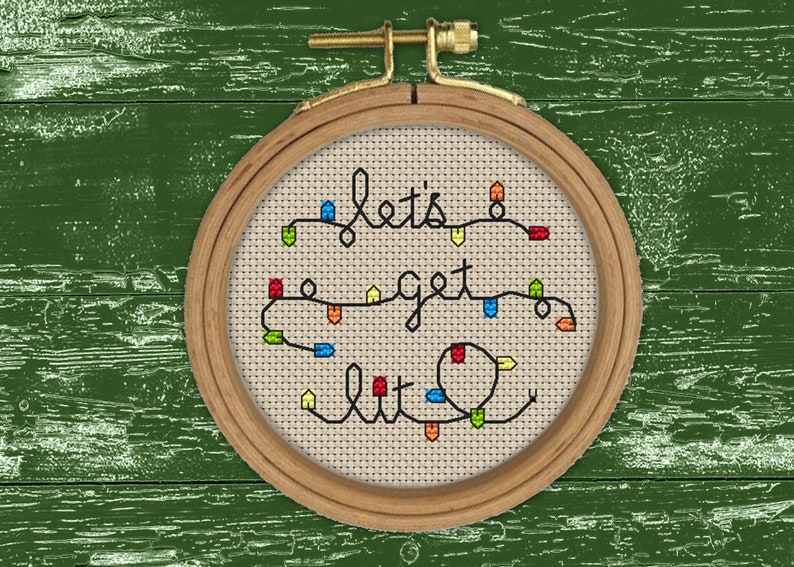 Let's Get Lit CROSS STITCH PATTERN pdf 4 Christmas ornament that celebrates the true spirit of the season fun, easy, quick image 5