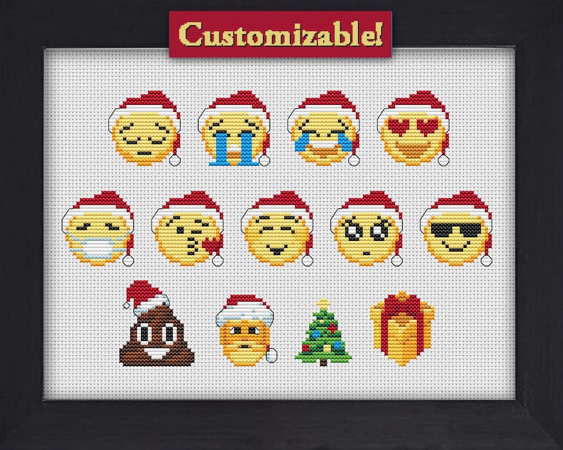 Christmas Emojis CROSS STITCH PATTERNS Pdf Small Quick Fun - Etsy